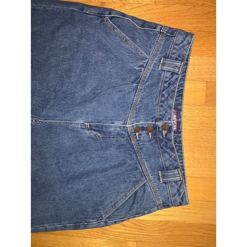 1990's VNTG Revival High Waisted Wide Leg Jeans sz 30 Button Front Detail Denim - Picture 3 of 5